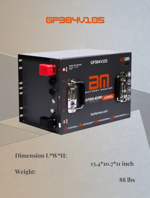 38.4V (36V) 105Ah LiFePO4 Lithium Golf Cart Battery